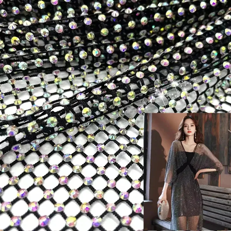 Sying Rhinestones Mesh DIY Ribbon Trim Mesh Crystal Fabric Strass Tape Net med strass Kristallklippning för DIY Dress Garm 240116
