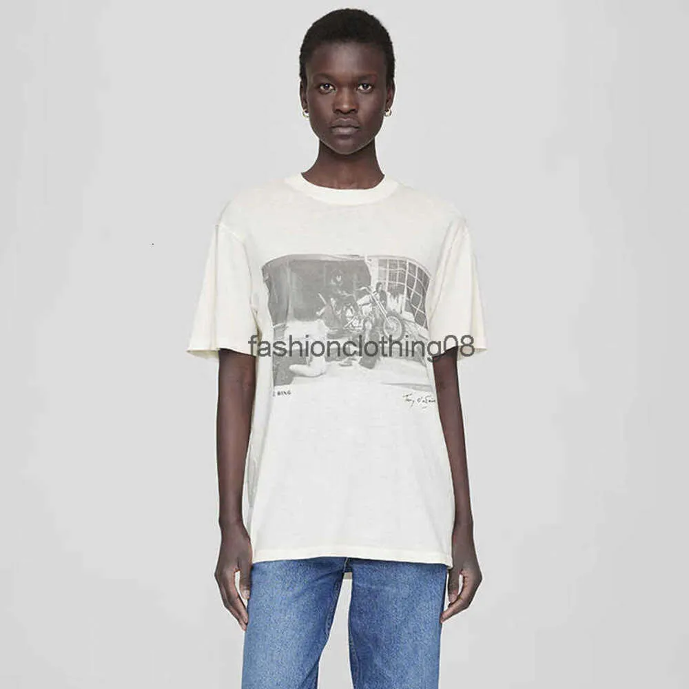 2024SS bing designer tess femmes AB moto imprimé coton abricot léger T-shirt à manches courtes été hauts polos