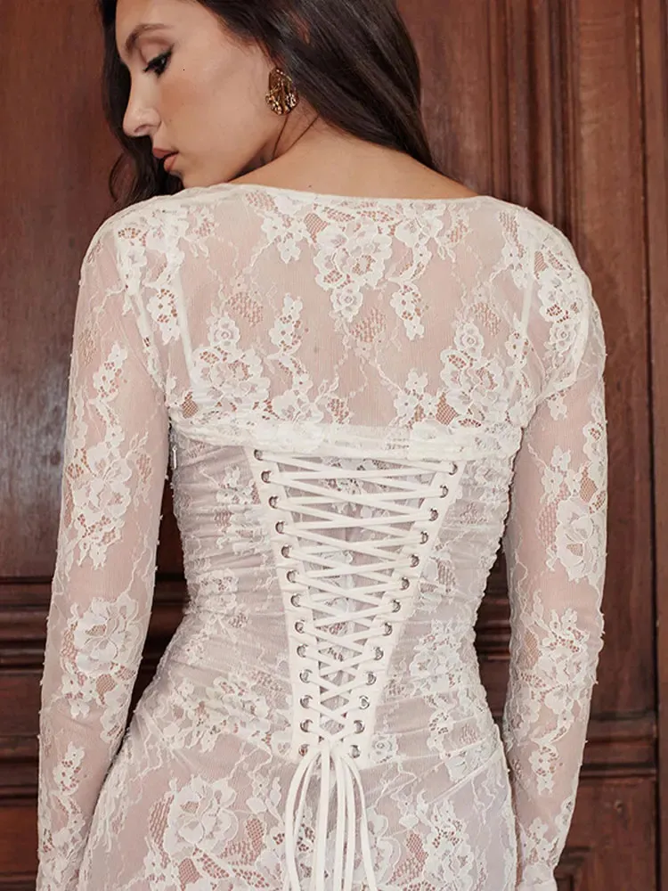 solid lace mini dress self-portrait - White Lace Mini Dress