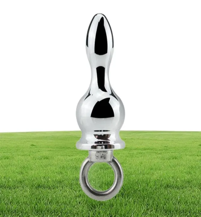 30105cm 98g Small size pull ring Crystal Metal Anal plug Booty Silver Stainless steel Jewelry butt plug Sex toys Product6027589