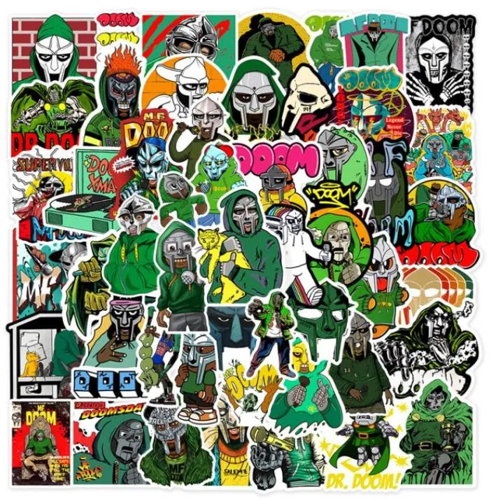 50PCS Hip Hop Rapper Mf Doom Stickers Singer Graffiti DIY Skateboard Phone Luggage Laptop Guitar Toys Decals For Fan Kids3485444