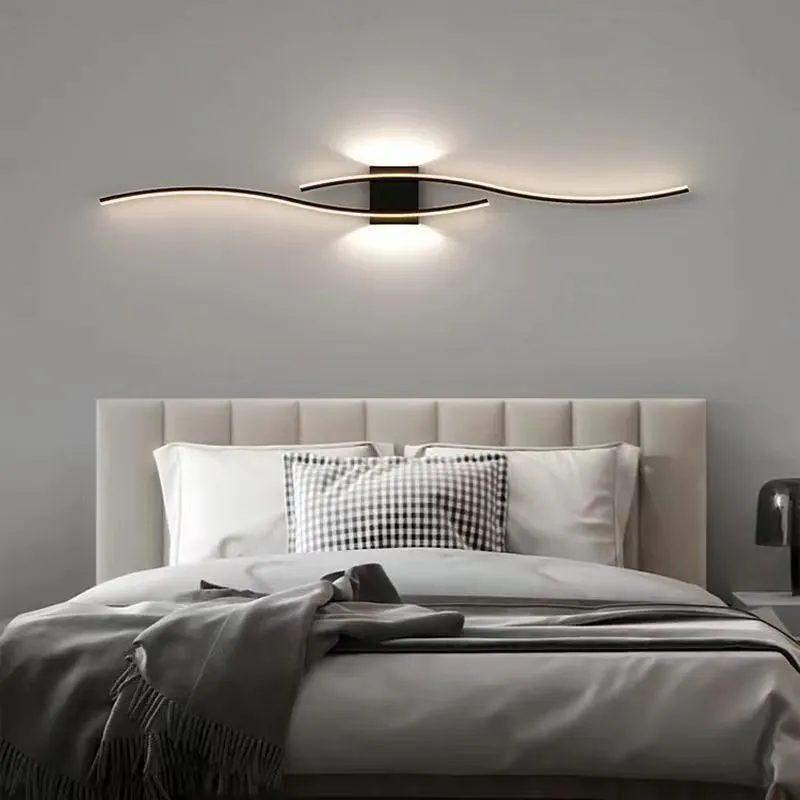 Moder LED Wall Lamp Long Strip Wall Lamps TV Bakgrund Dekorativ belysning för sovrum vardagsrummet inomhusbelysning fixtur