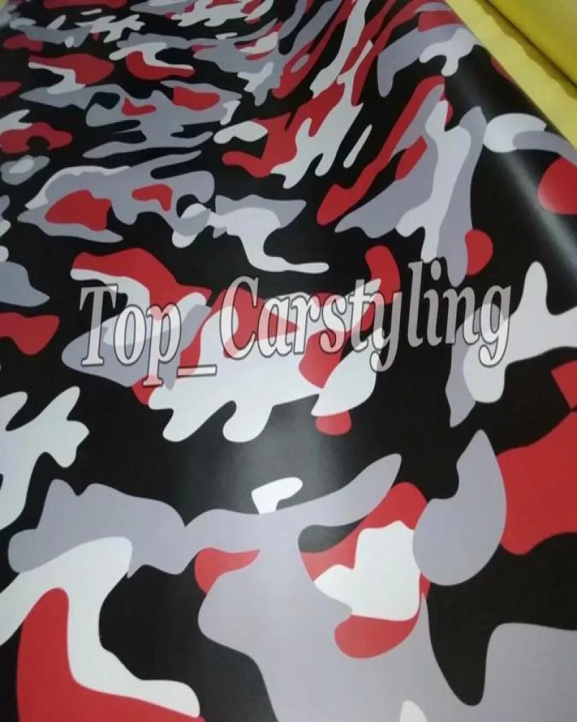 Ubran White Red Snow Camo Vinyl Car Wrapping Film Camouflage Car Sticker Foil2825595