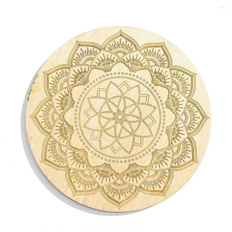 Table Mats Wooden Mandala Yoga Meditation Pendulum Board Healing Placemat For Crystal Stone Display Base Art Home Decor Craft