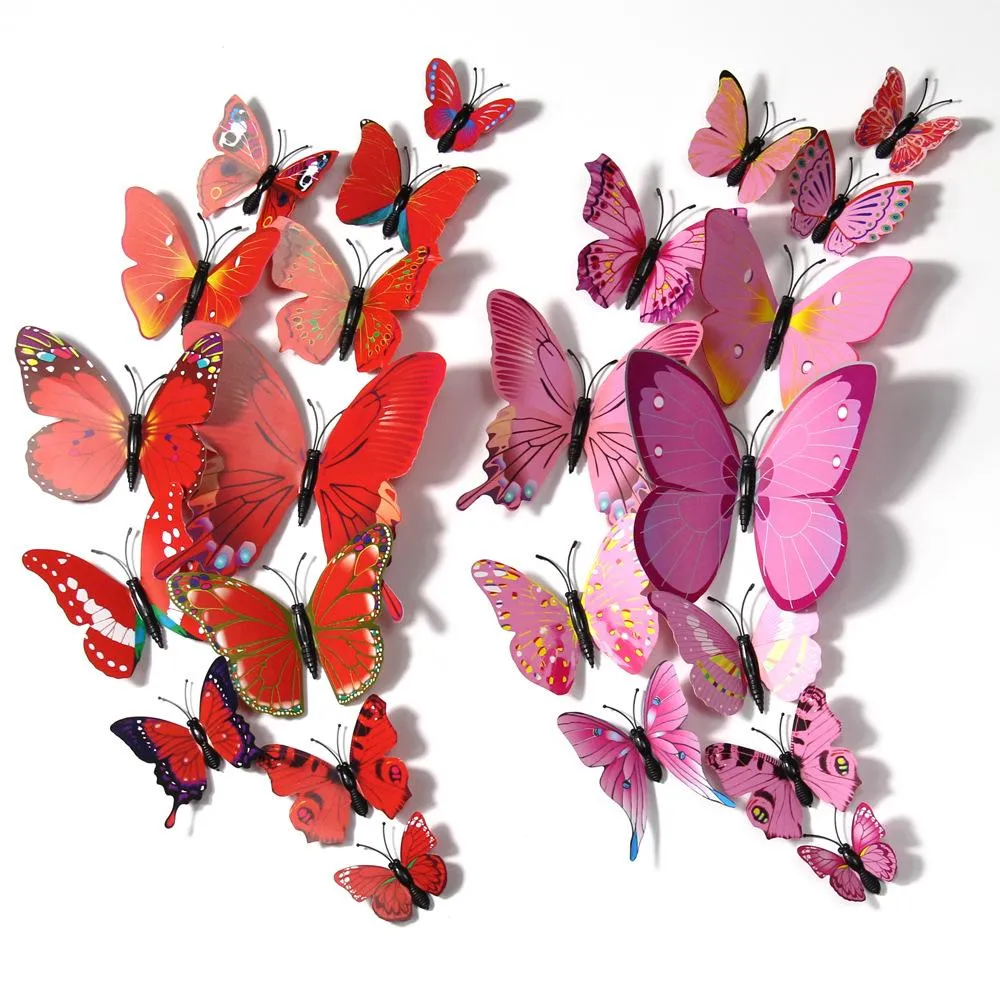 Adesivos de parede 3D Three-Nsional Simation Butterfly Móveis Decoração Childrens Room Layout Cena Adereços Drop Delivery Otsvr