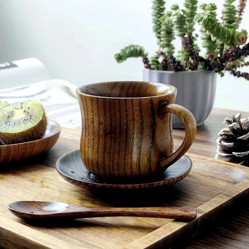 Ensembles de vaisselle Ensemble de tasses en bois faites à la main Verres à bière Fournitures de cuisine Délicat Simple Café exquis