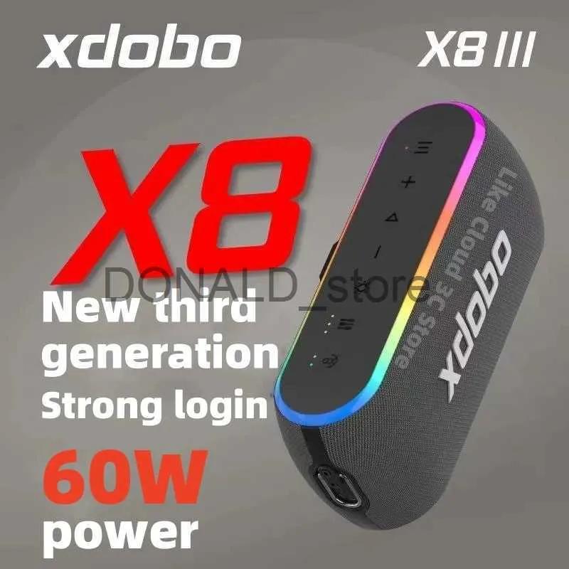 ポータブルスピーカーXDOBO X8 III 80W高出力スピーカーワイヤレスTWSサブウーファーLEDカラーライトHifiステレオサウンドシステムCAIXA DE SOM BLUETOOTH J240117