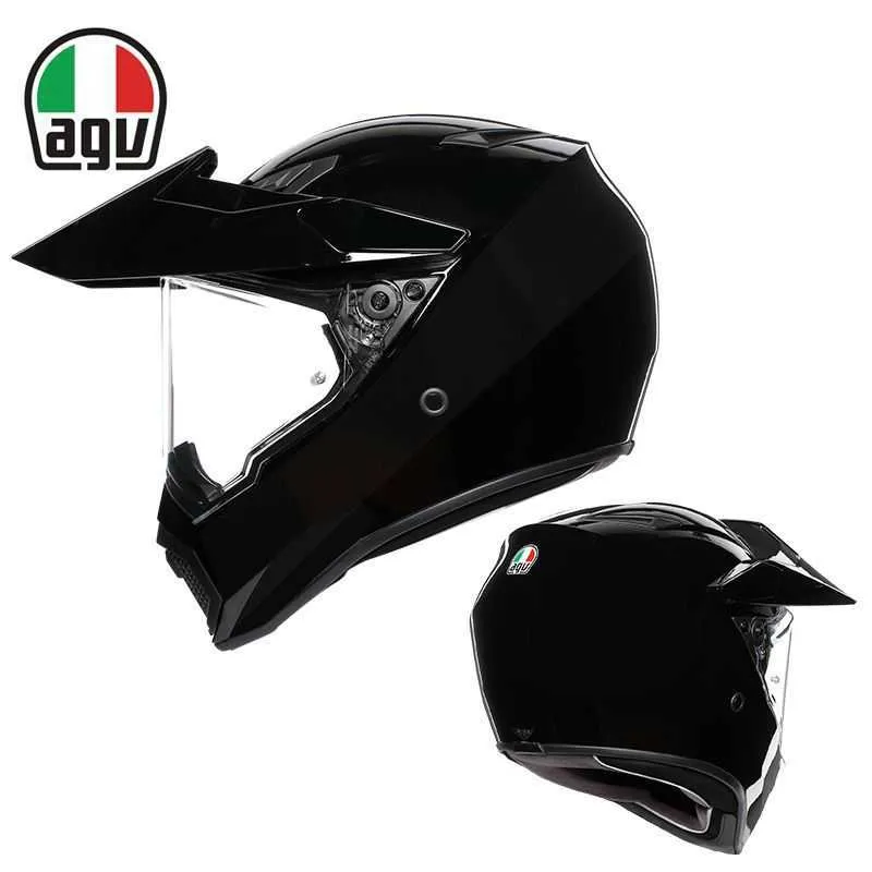 Full Face Open Agv Ax Carbon Fiber Motorcycle Off Road Helmet Anti Fog Full Cover Men's and Women's Motorcycle Running Helmet Pull Helmet All Seasons KGX7