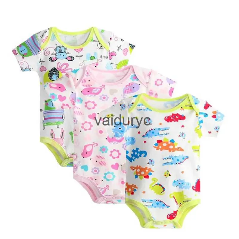 Sets 3-18M Summer NewBorn Cotton Baby Boys Girls Bodysuits Cartoon Clothes Infant Overall Short Sleeve Body Suit Toddler Jumpsuit H240508