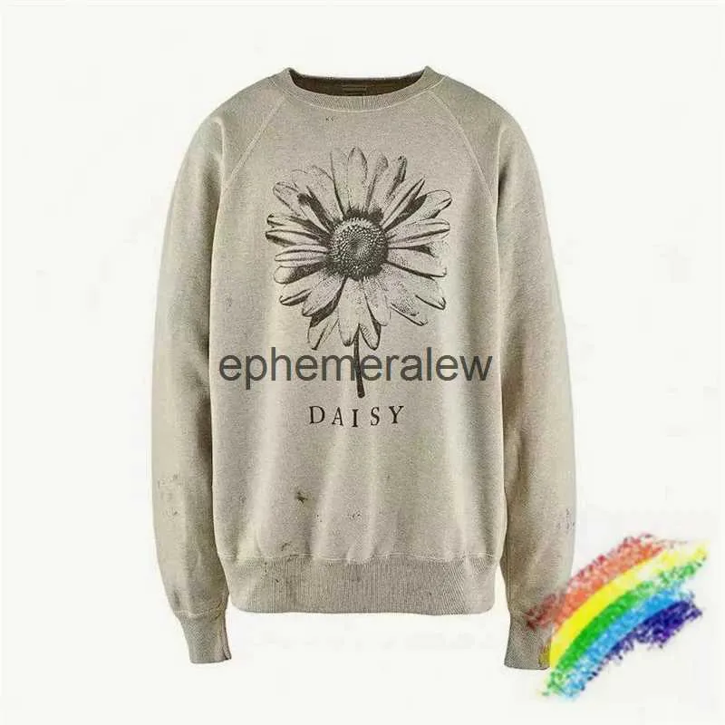 Heren Hoodies Sweatshirts Gewassen DAISY CREW Sweatshirts Voor Heren Dames Vintage Hoodie Crewneckephemeralew