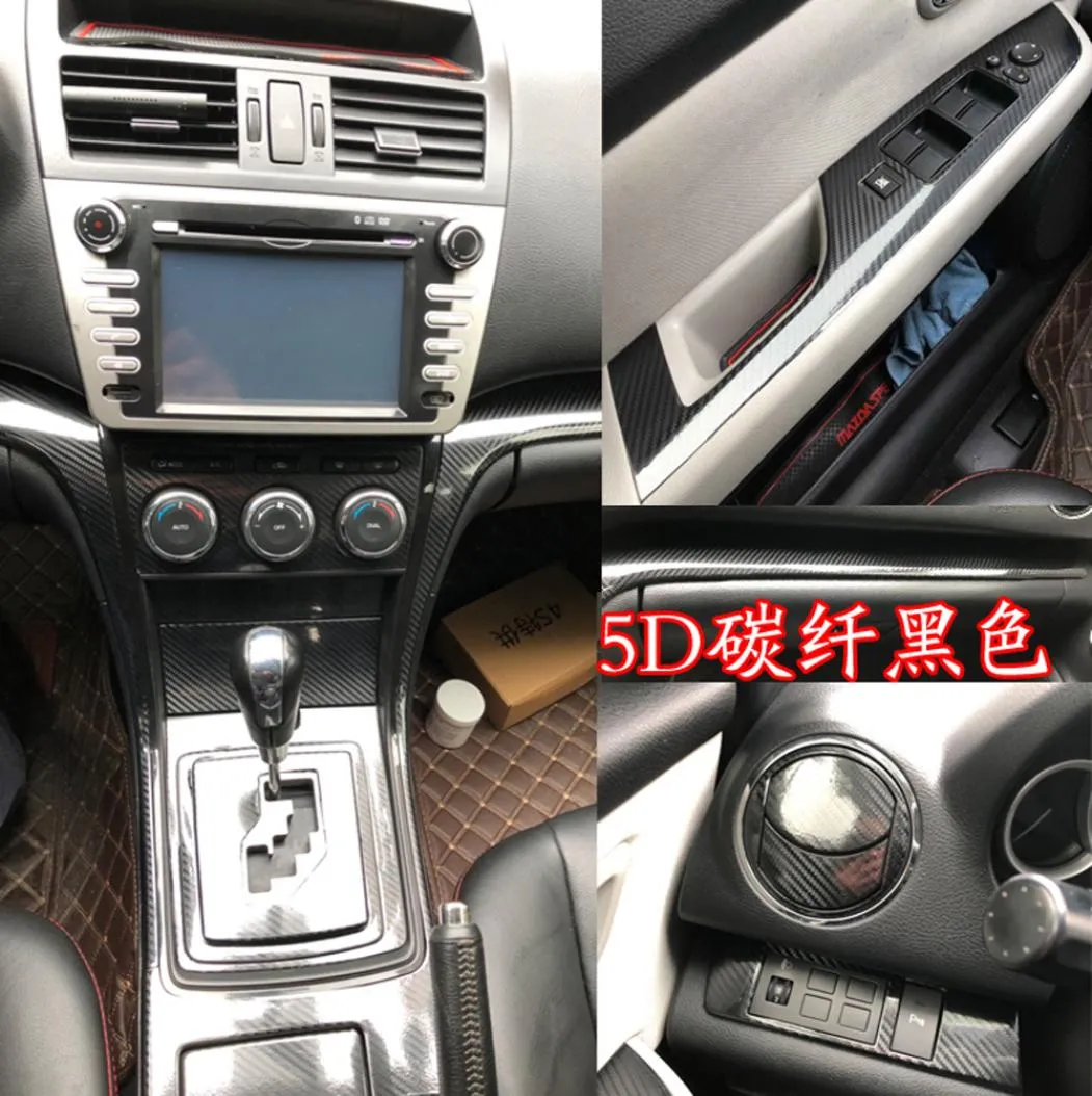 Autocollants en Fiber de carbone 5D pour poignée de porte, panneau de commande Central intérieur, pour Mazda 6 20082015, accessoires de style de voiture, 2750759
