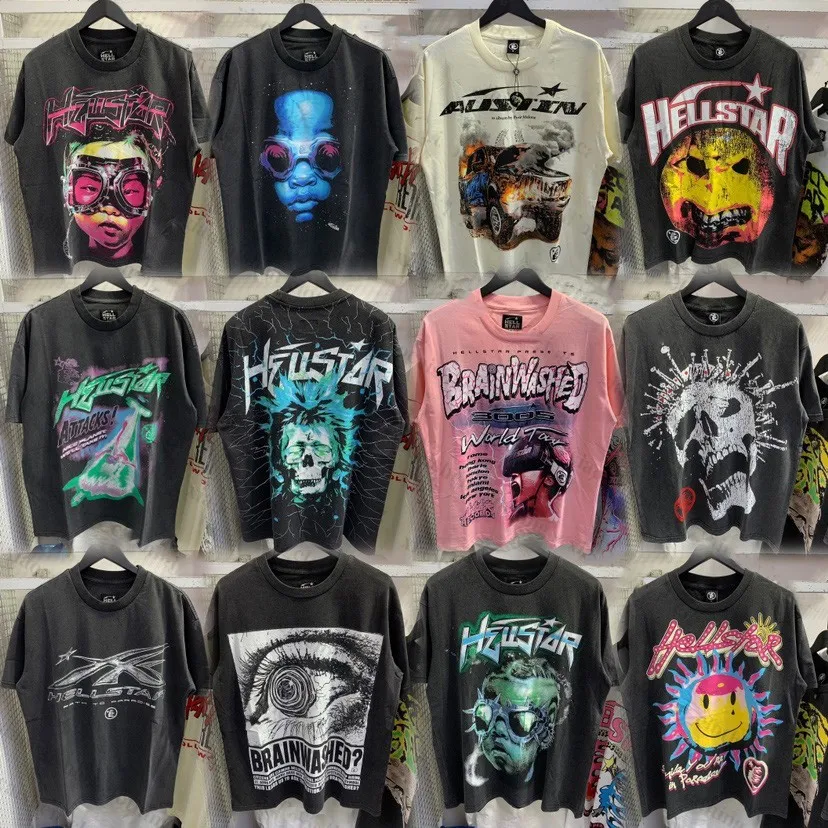 t Shirt Hellstar Shirts Graphic Tee Mens Tshirt Womens t Shirt Breathable  Cotton Print Hip Hop Rock Vintage Gothic Hell Star Street Graffiti  Lettering - Main Image