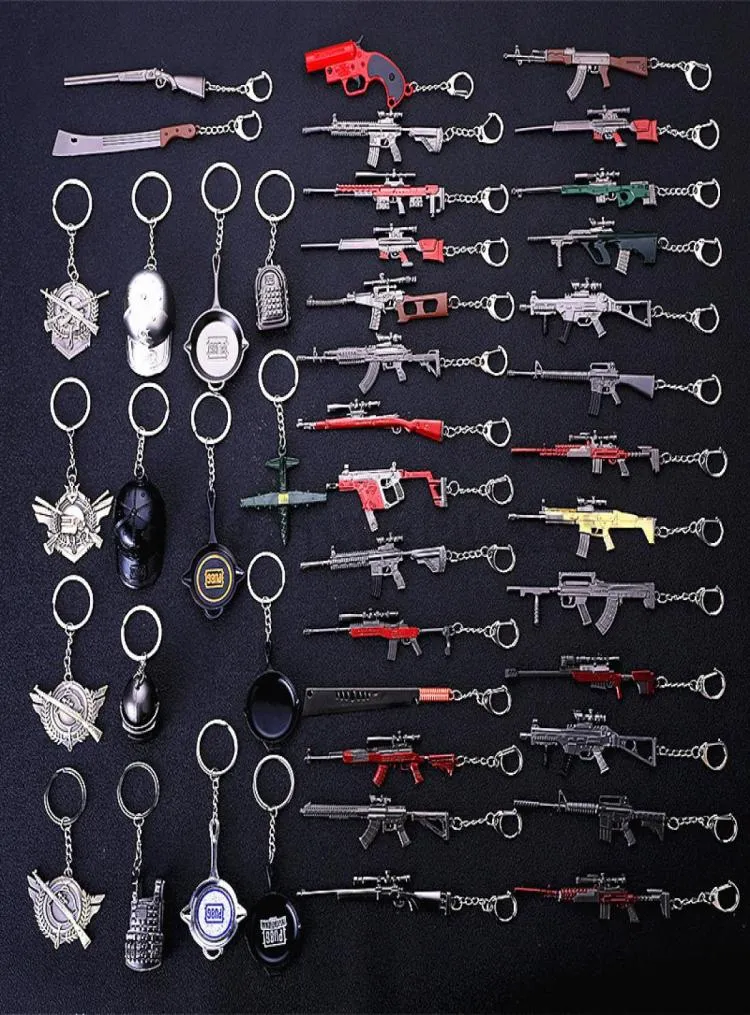 PUBG Series Eloy Metal Keychian 120 Design Kar98K SKS M24 UMP9 Sarl M416 AKM M16A4 AWM Gun Model Toy Game Series KeyChain1430670