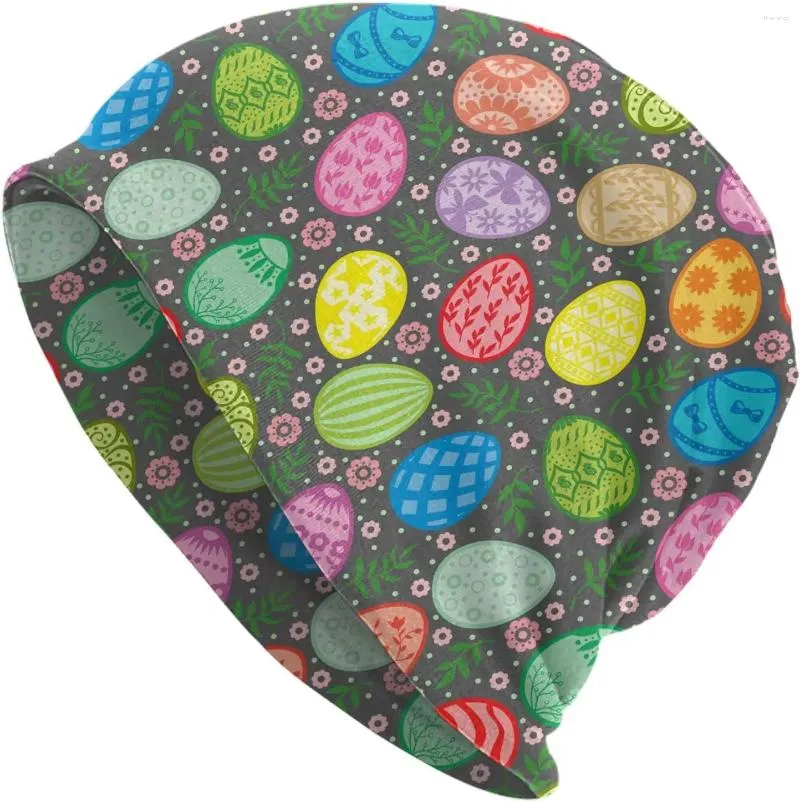 Boinas Patrón de huevos de Pascua coloridos Gorro de quimio Gorro contra el cáncer Gorros de punto Gorro holgado y holgado para adultos, mujeres, hombres y adolescentes