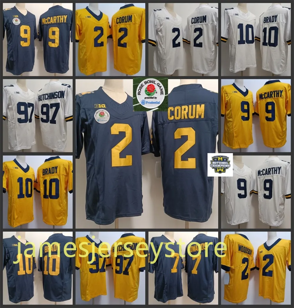 Maillot de football du Michigan Wolverines du Michigan 2024, nouveau style 'Blake Corum' 'J.J. McCarthy' 'Aidan Hutchinson' Hommes femmes jeunes