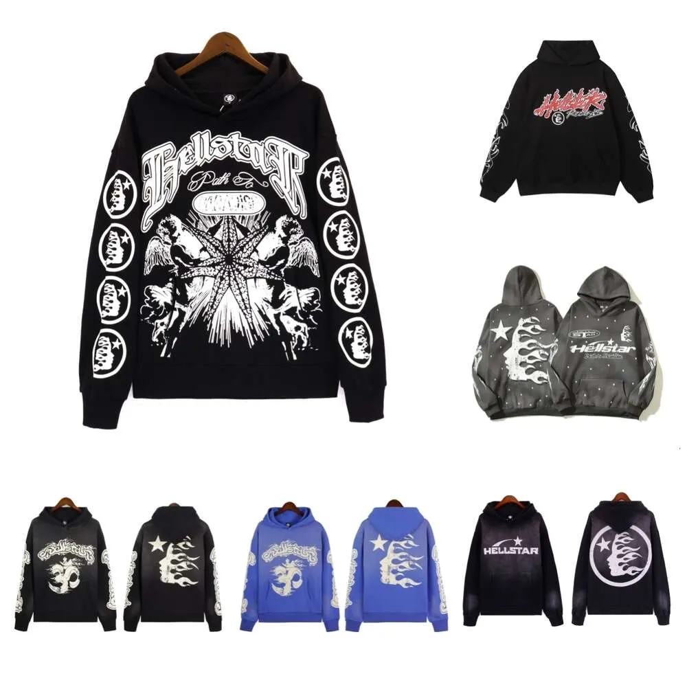 Hellstar Sweat à capuche pour homme High Street Polaire Y2K Graphique à capuche Harajuku Oversize Perdre chaud Pull Hellstar Pantalon de survêtement ample Hip Hop Hoody zx