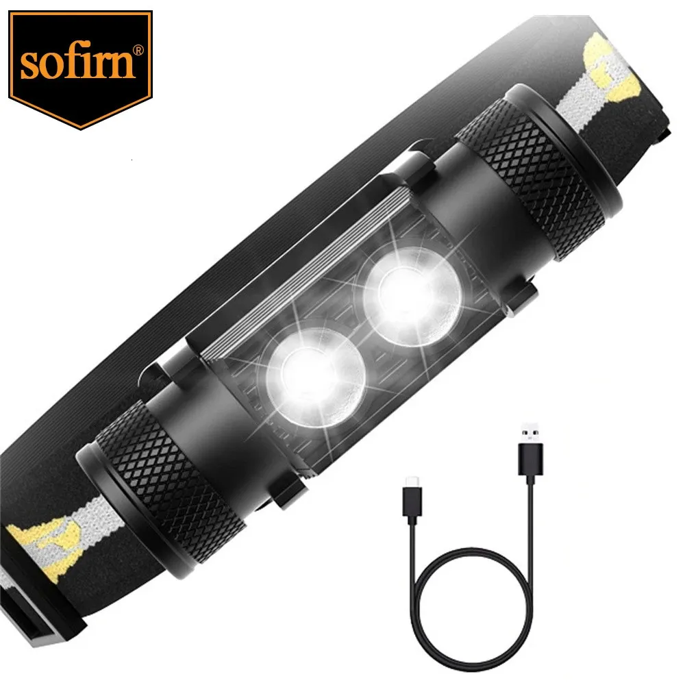 Linterna frontal LED H25S con batería 18650, potente linterna frontal de 1200 lúmenes, lámpara recargable USB SST40 240117