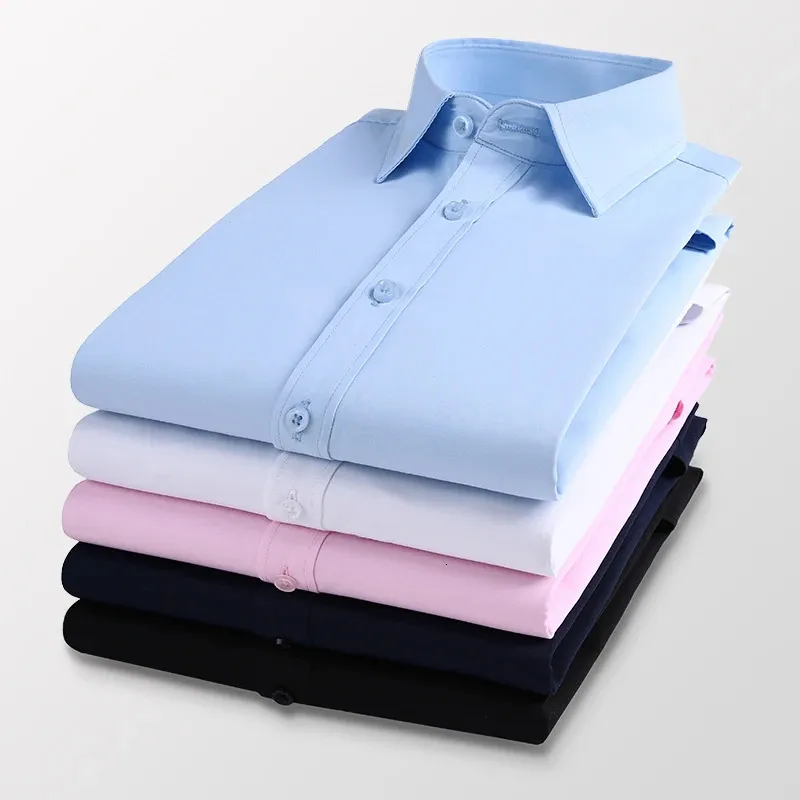 BROWON, camisas de manga larga para hombre de 7 colores, camisa social de negocios, camisas con vuelta de Color sólido, ropa para hombre de talla grande S-5XL 240117