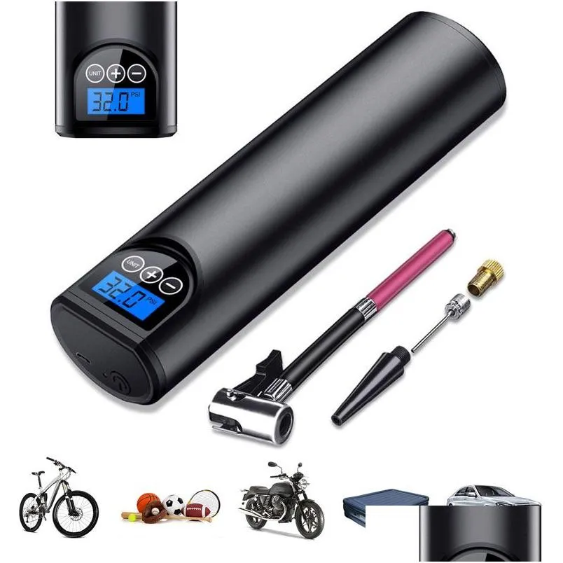 Bomba inflável elétrica portátil compressor veículo ferramentas 150psi portátil bomba inflável led display inflator para bicicleta pneu brinquedo gota dhfzn