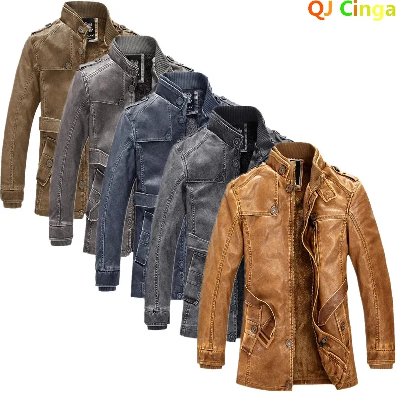 Chaqueta de invierno de PU para hombre, abrigo cortavientos de calle, ropa de cuero para hombre, chaqueta gruesa de lana, abrigo informal para hombre M-4XL 240116