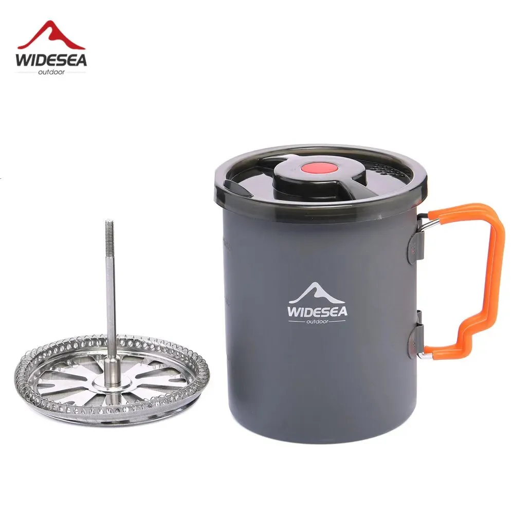 Widesea Camping Coffee Pot with French Press Outdoor Cup Mug Cookware for Hiking Trekking 240117