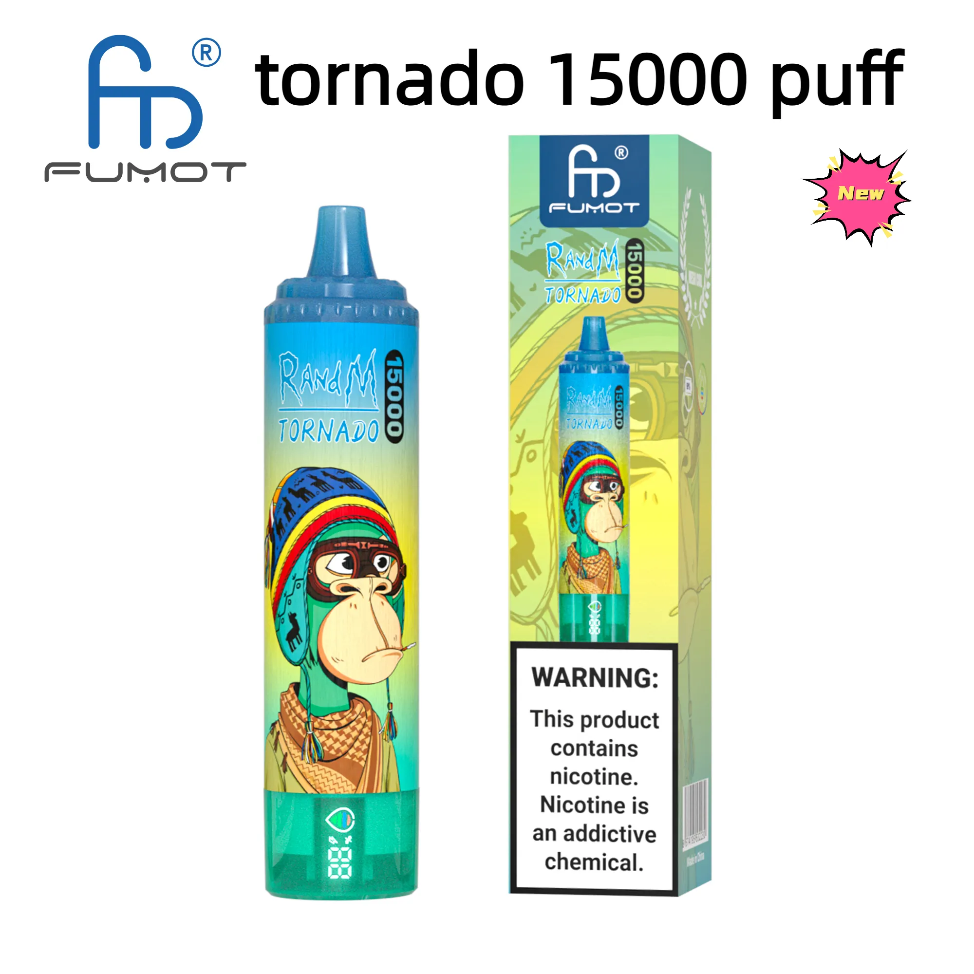 RandM Tornado 15000 puffs Original Fumot 15K Cigarrillos electrónicos desechables Randm Factory Vape Indicador de aceite Batería recargable Venta al por mayor 20 ml 41 Dispositivo de sabores