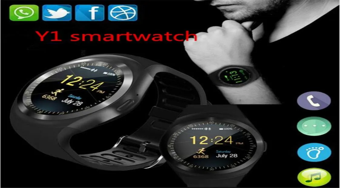 Bluetooth Y1 Smart Uhr Reloj Relogio Android Smart Armbanduhr Anruf SIM TF Kamera Sync Smart Armband Für iOS Android Phone6586354