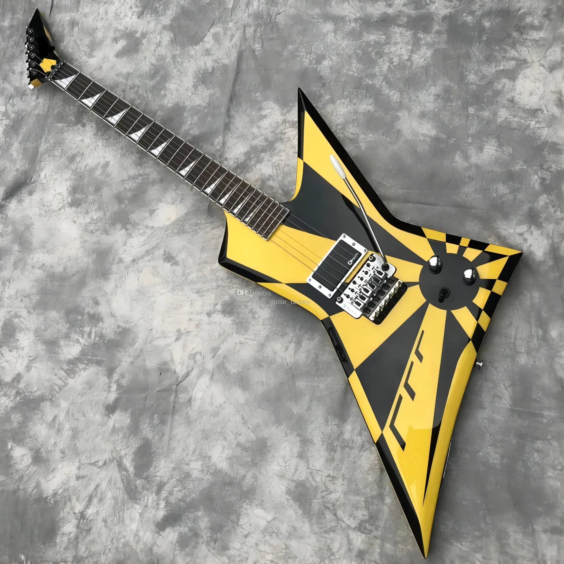 Stripe Electric Guitar: Flying V Style, Floyd Rose Tremolo, Shop