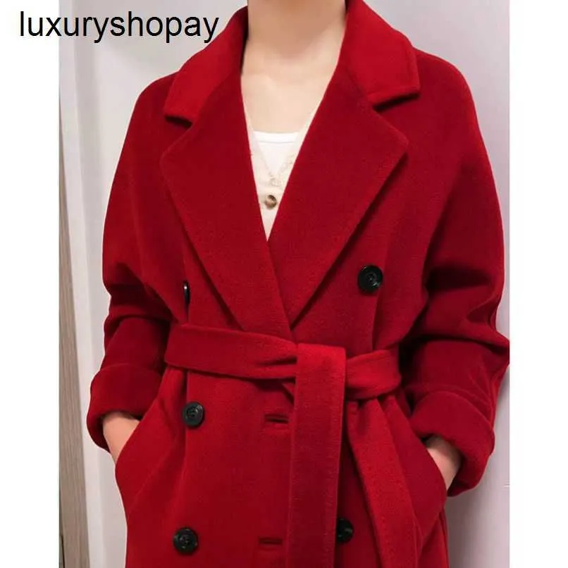 Designer Maxmaras Cashmere Coat Womens Wool Coats High End Elegant Fashionable and Classic 101801 Womens Doubleided Cashmere Double Breasted Long Coat Jacket Mai