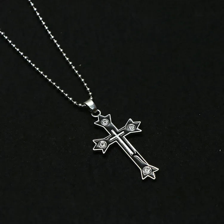 Vintage Gothic Cross Necklaces Antique Silver Color Cool Street Style Pendant For Men Women Gift Wholesale Neck Jewelry