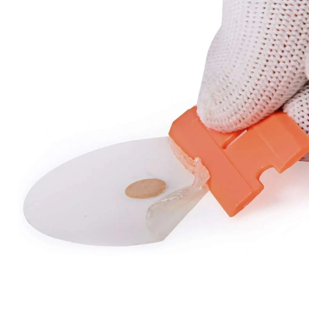 Raschietto Per Piano Cottura Vetro Con 10 Lame Ricambio - Multiuso Per Adesivi E Vernice (Arancione) - Foto 7