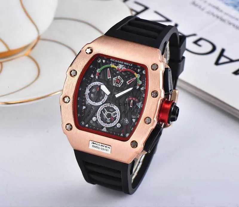 2024 Nytt mode 6-stifts Run Second Ghost Head Silicon Tape Quartz Belt Diamond Watch High Quality Microqsq7