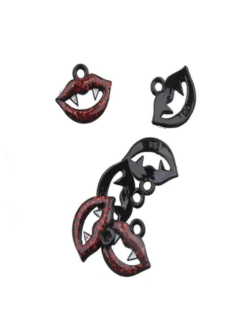 Halloween charms diy componenten handwerk maken lip vampire terreur legering epoxy emaille zwarte ketting armbanden decoratie jewel3726590