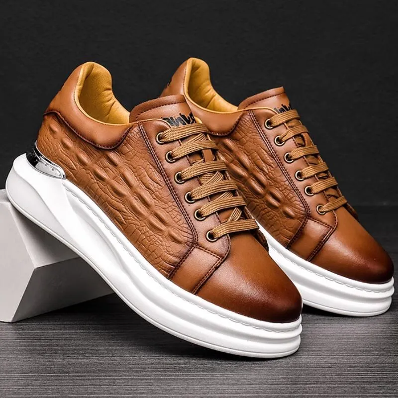 Quality Extra High Size Men s Winter Leather Casual Large Sneakers Platform Daddy Shoes A Caual Sneaker Shoe