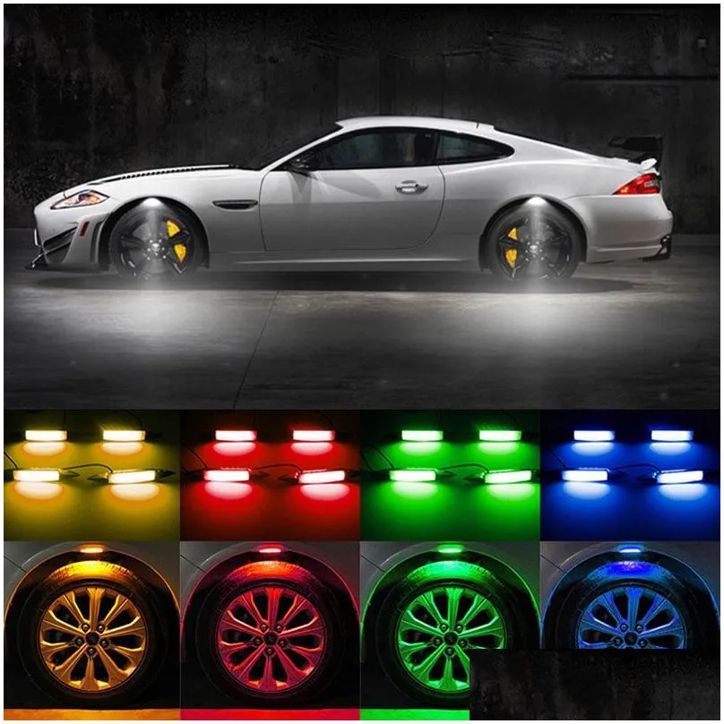 Decorative Lights Car Wheel Tyre Lights Eyebrow Lght Atmosphere Led Wheels Eyebrows Neon Tire Flash Night Lamp With 7 Colors Drop Deli Dhbwa