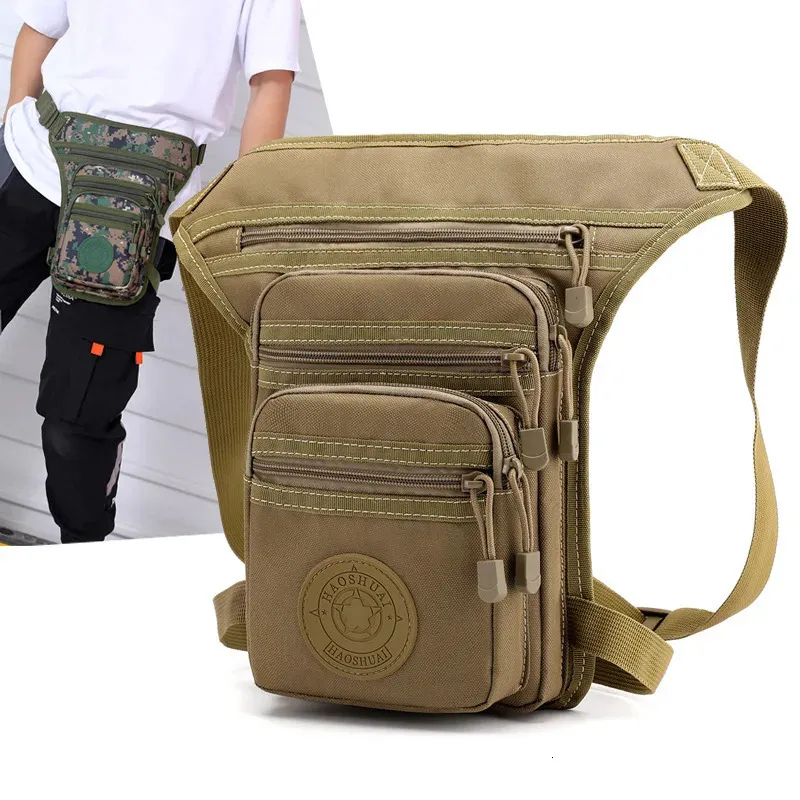 Male Hip Thigh Fanny Pack Military Camouflage Motorcycle Rider Multi-Pockets Shoulder Bags High Quality Men Nylon Waist Leg Bag 240117