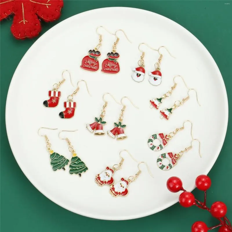 Brincos pendurados 1 par boneco de neve série sinos guirlanda esmalte natal charme eearring para amigos presente jóias