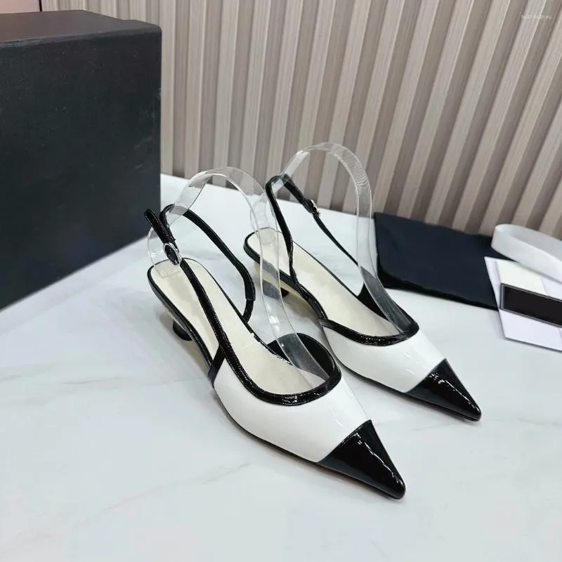 Geklede schoenen maat 35-41 voor dames echt leer puntige neus slingbacks gemengde kleuren med hakken casual pumps designer merk damesschoen