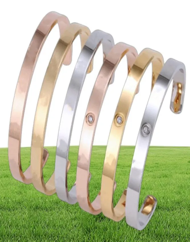 Luxe designer armband voor dames heren liefde armband mode roestvrijstalen sieraden C-vorm opening charme eenvoud schroefpatroon 4571310
