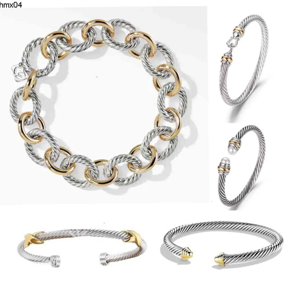 Dy Twisted Bracciale Classico Braccialetti di lusso Designer per le donne Gioielli di moda Oro Argento Perla Croce Diamante Hip Hot Party Regalo di nozze All'ingrosso Ccjf