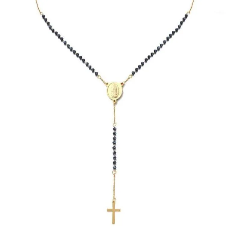 Pendant Necklaces Catholic Stainless Steel Rosary Beads Chain Y Shape Virgin Necklace For Women Men Religious Jewelry8479970