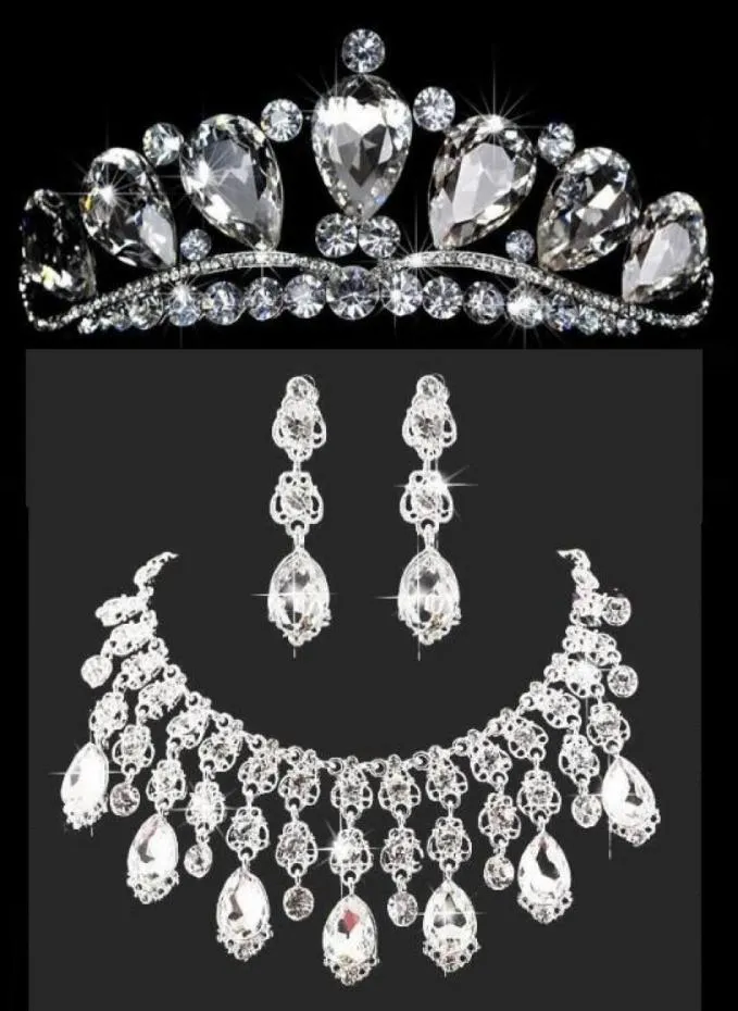 Brudkronor halsband pannband hårband huvudstycken brud tiaras bröllop smycken tillbehör silver kristaller strass päron3355378