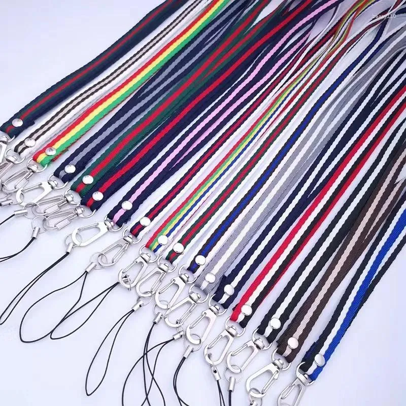 Keychains 100st/Lot 3 Colors Stripe Lanyard Phone Mobile Rope Cell Holder Lanyards