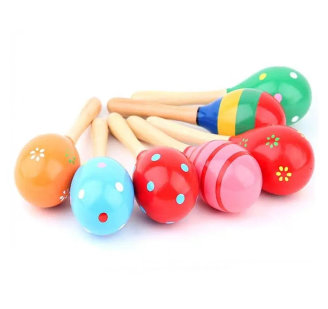 Infant Toddlers Wood Sand Hammer Wooden Maraca Rattles Kids Musical Party Favor Child Baby Shaker Toy Gift Dropship 1054 Y21455216