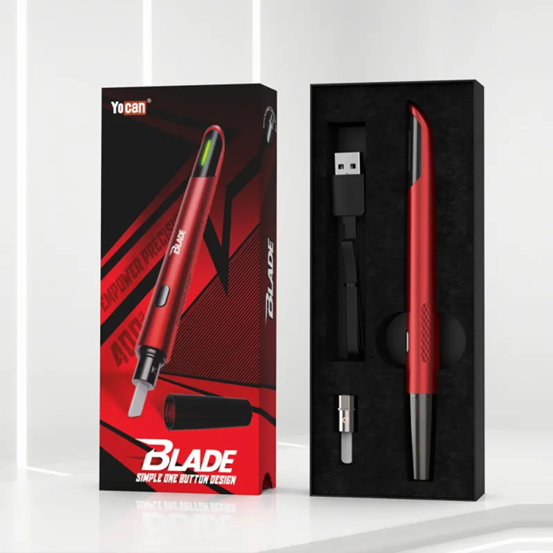 Original Yocan Blade Professional Dabbing Ceramic Kniv Dab Oil Rig Tool för vaxdibbning med justerbar spänningsbatterityp-C laddningsstartersatser