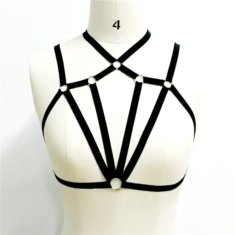 Bdsm female sexy Goth Lingerie Elastic Harness cage bra cupless lingerie Bondage Body elastic harness belt 