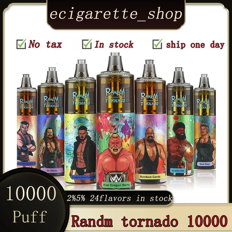 Original Randm Tornado 10000 puffs engångsvapspenna Randm 10000 puff 10000 e-cigaretter laddningsbart batteriluflödesstyrning mesh spole 20 ml prefilled pod 10k