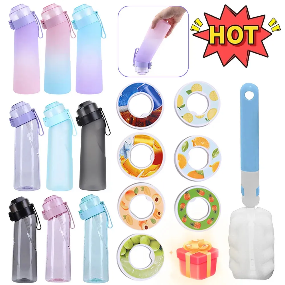 Botella de agua con sabor con 7 cápsulas de sabor Botella Air Water Up Frosted Black 650 ml Air Starter Up Set Taza de agua con cápsula de sabor 240116