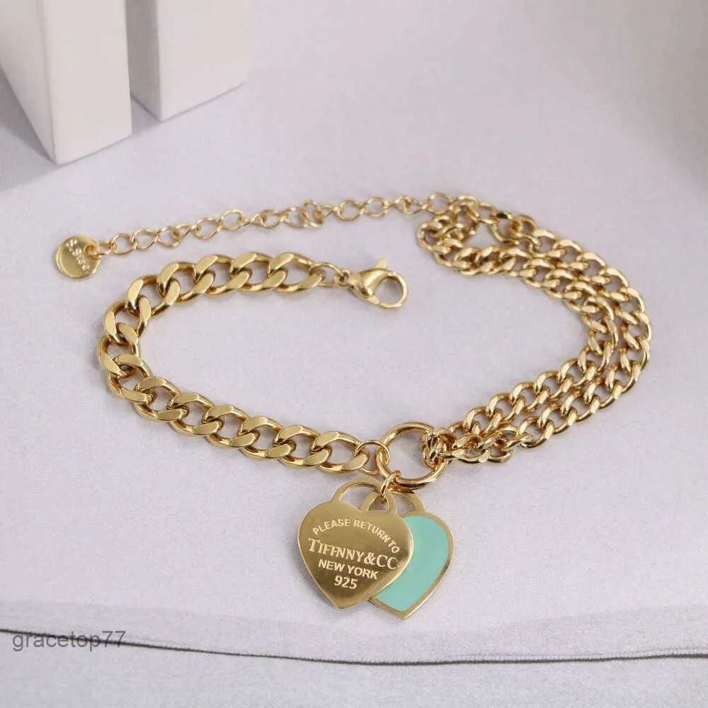 Tiffanylris lyxiga smycken designer charm armband populardesigner stål 18k guld t hem klassisk blå kärlek asymmetriska armband kvinnor fas hbw9