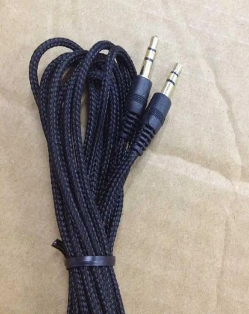 Nouveau tissé universel Long 3 m 5 m 7 m noir 35mm mâle à 35mm mâle audio aux stéréo câble cordon pour haut-parleur mp3 audio access6945448